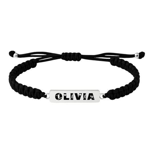 Personalized Engraved Baseball Bar Rope Bracelet