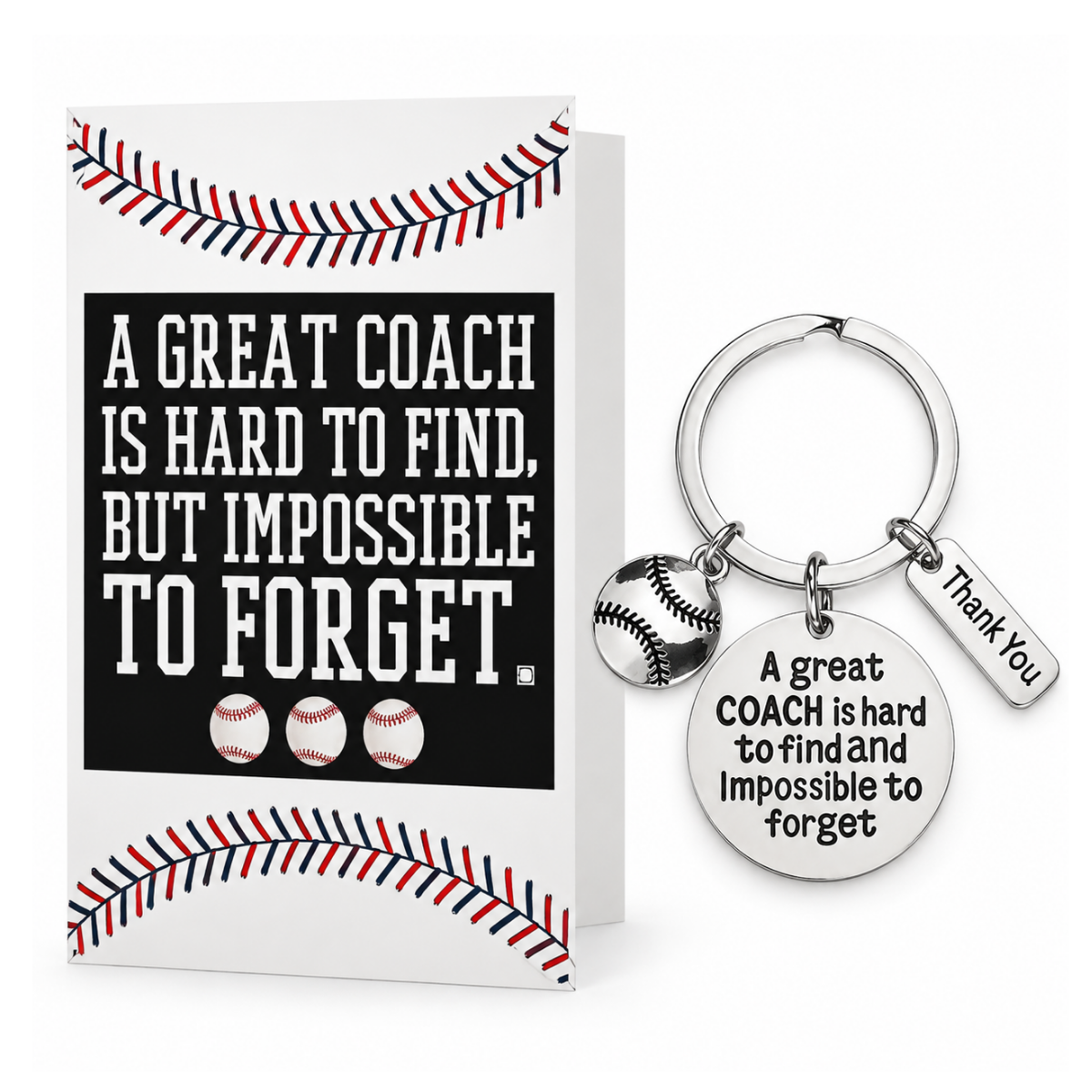 Baseball Coach Card & Keychain Gift Set
