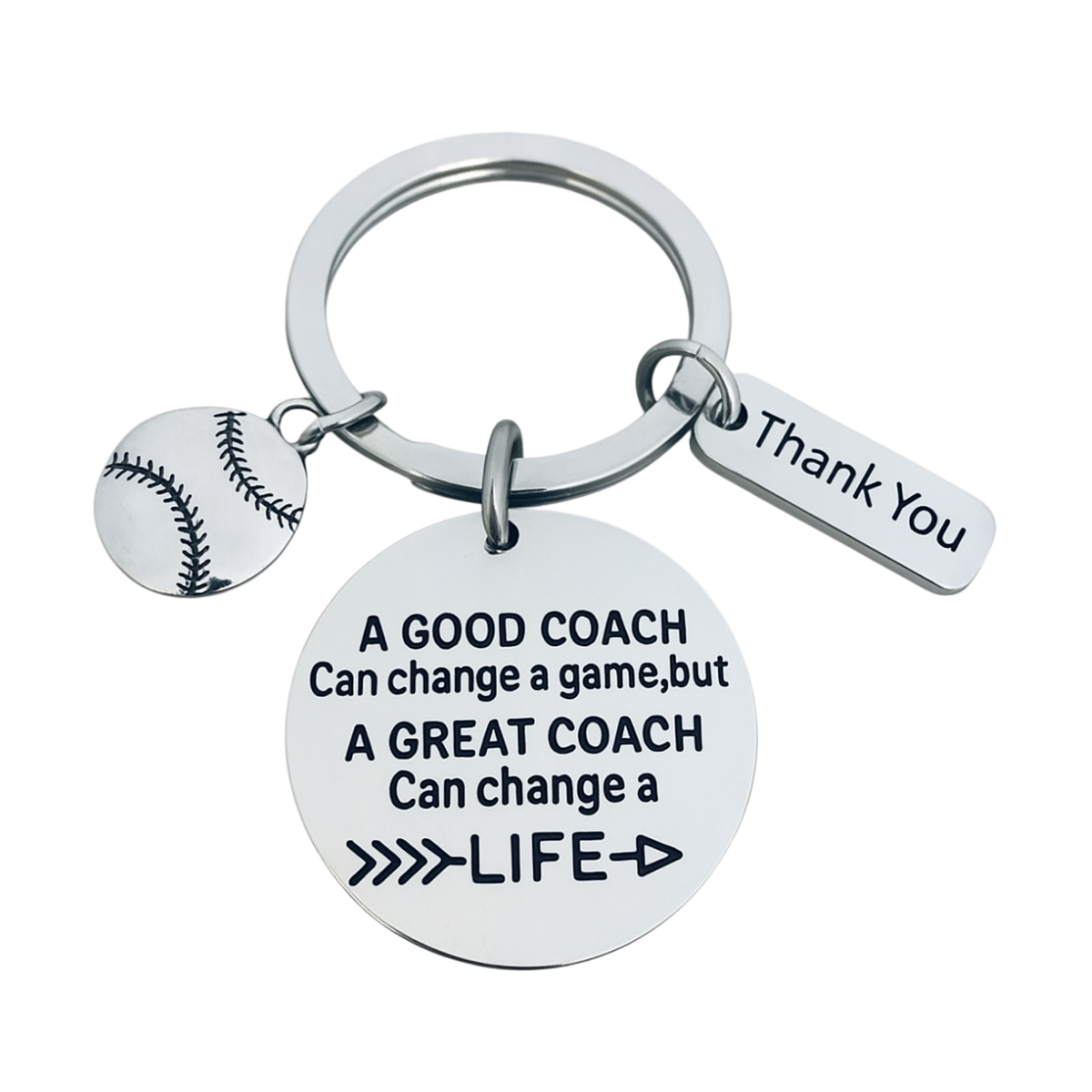 Baseball Coach Keychain with Inspirational Charms