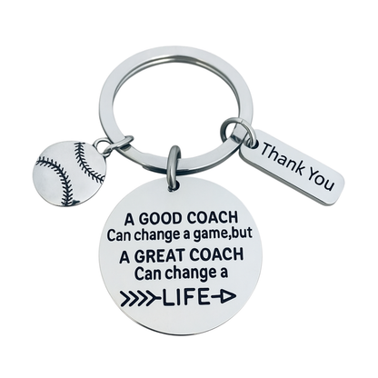 Baseball Coach Keychain with Inspirational Charms