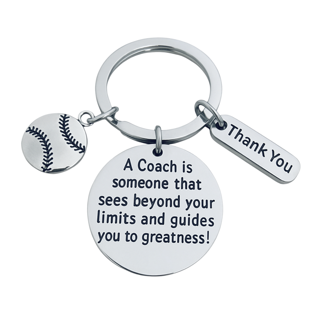 Baseball Coach Keychain with Inspirational Charms