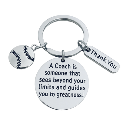 Baseball Coach Keychain with Inspirational Charms