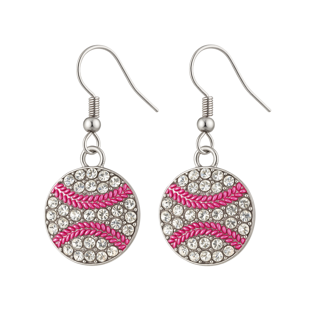 Baseball Dangle Rhinestone Earrings