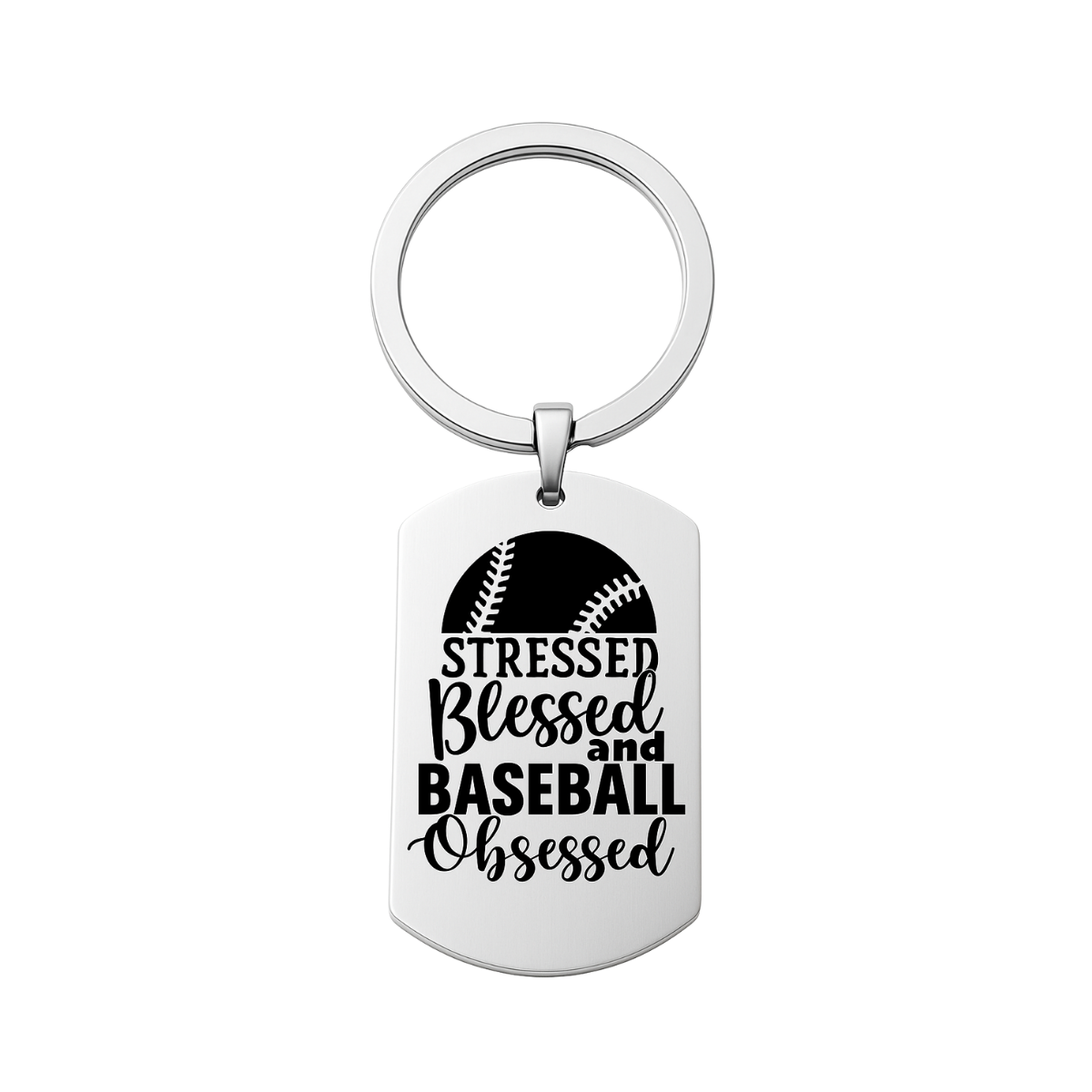 Baseball Keychain - Stressed Blessed & Baseball Obessed