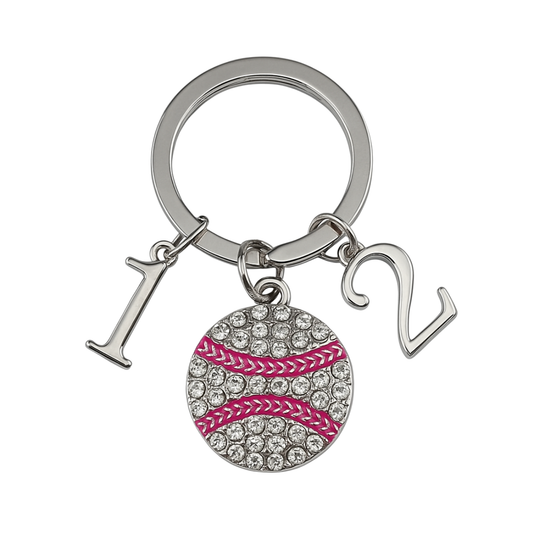Baseball Keychain with Number Charms