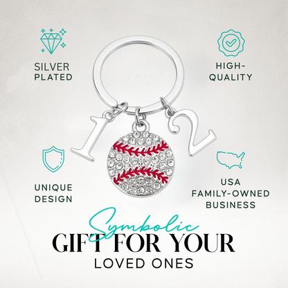 Baseball Keychain with Number Charms