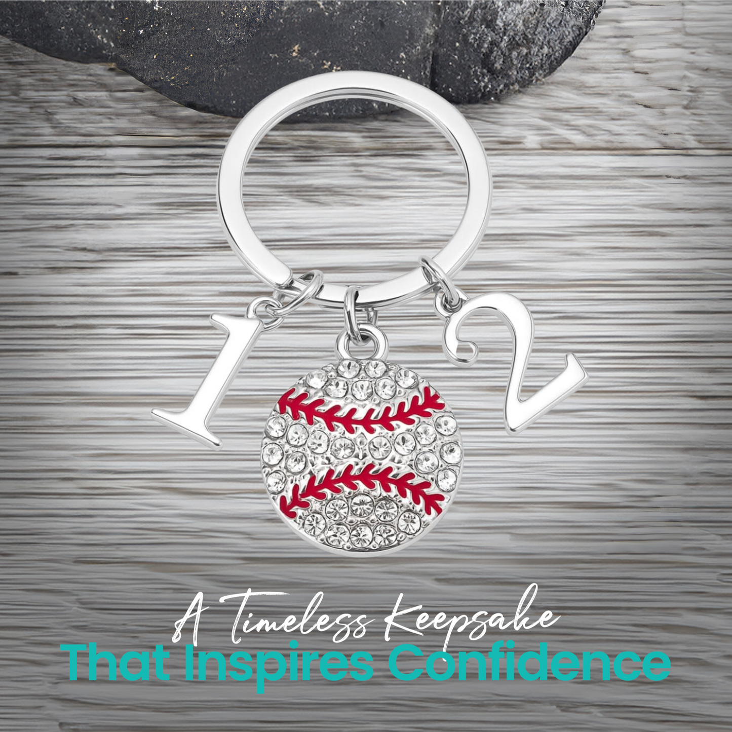 Baseball Keychain with Number Charms