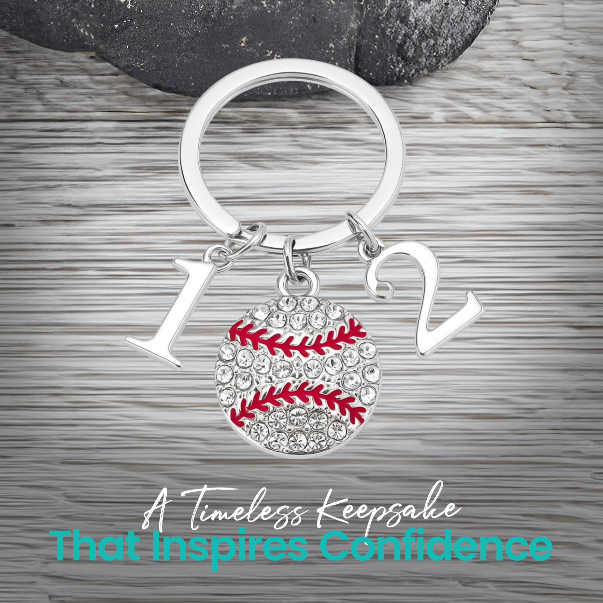 Baseball Keychain with Number Charms