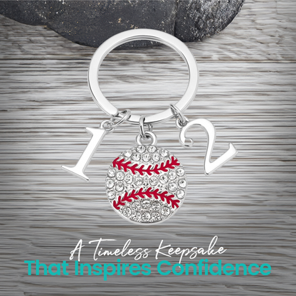 Baseball Keychain with Number Charms