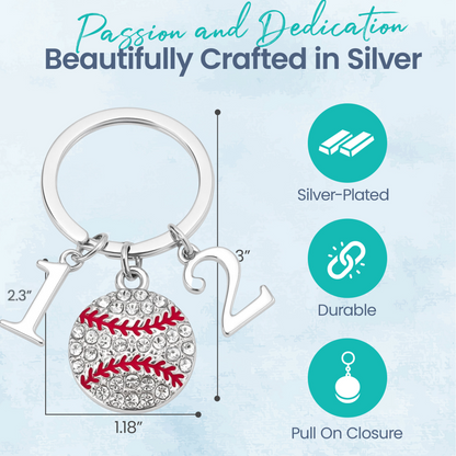 Baseball Keychain with Number Charms