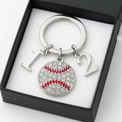 Baseball Keychain with Number Charms