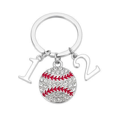 Baseball Keychain with Number Charms