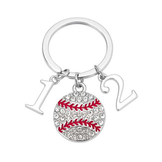 Baseball Keychain with Number Charms