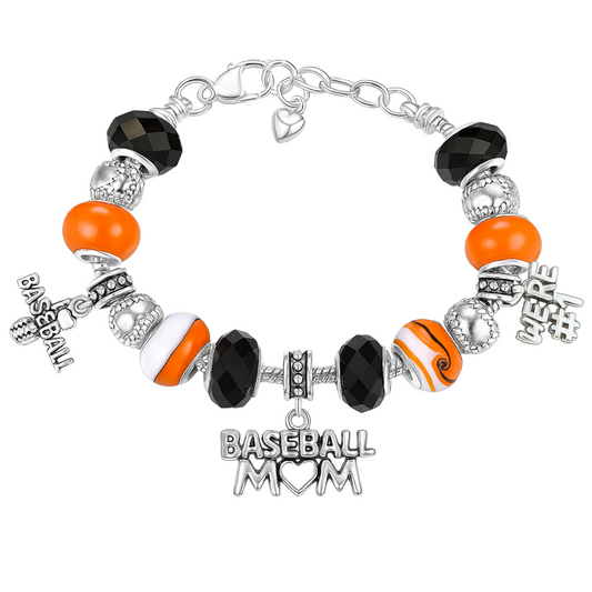 Baseball Mom Beaded Charm Bracelet- Pick Color