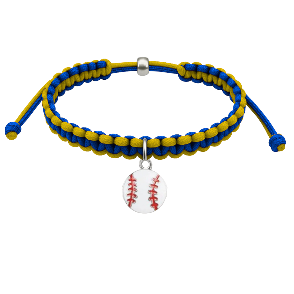 Multi Colored Baseball Charm Rope Bracelet - Pick Colors