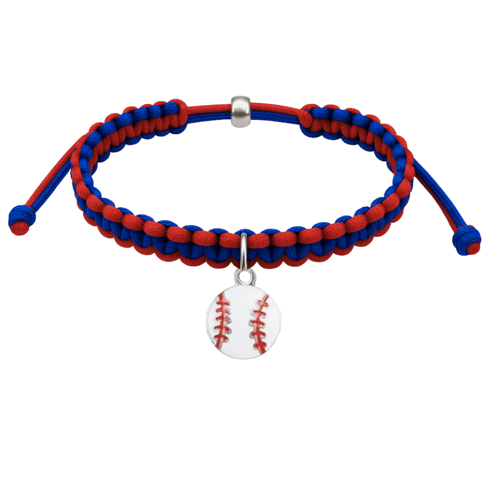 Multi Colored Baseball Charm Rope Bracelet - Pick Colors