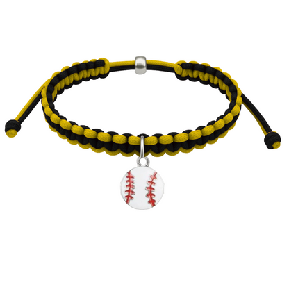 Multi Colored Baseball Charm Rope Bracelet - Pick Colors