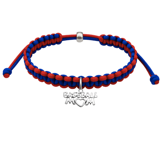 Baseball Mom Multi Colored Baseball Charm Rope Bracelet - Pick Colors