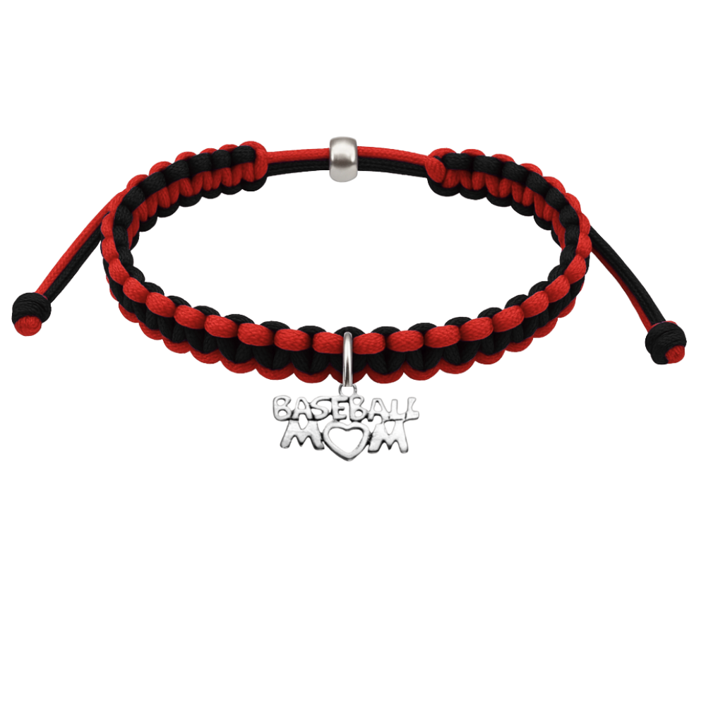 Baseball Mom Multi Colored Baseball Charm Rope Bracelet - Pick Colors