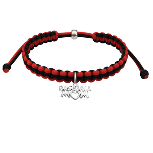 Baseball Mom Multi Colored Baseball Charm Rope Bracelet - Pick Colors