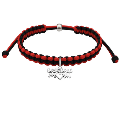 Baseball Mom Multi Colored Baseball Charm Rope Bracelet - Pick Colors