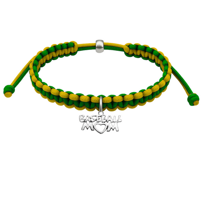 Baseball Mom Multi Colored Baseball Charm Rope Bracelet - Pick Colors