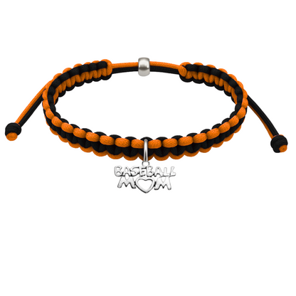 Baseball Mom Multi Colored Baseball Charm Rope Bracelet - Pick Colors