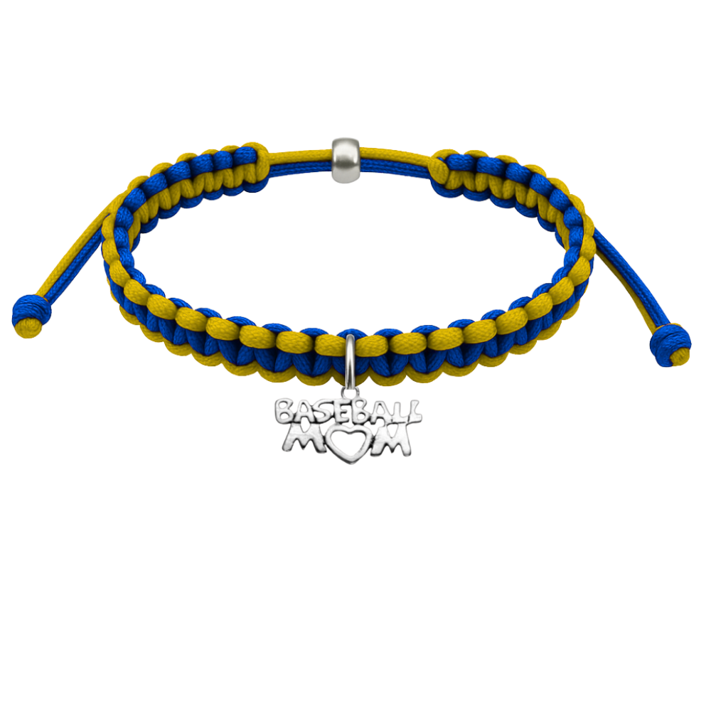 Baseball Mom Multi Colored Baseball Charm Rope Bracelet - Pick Colors