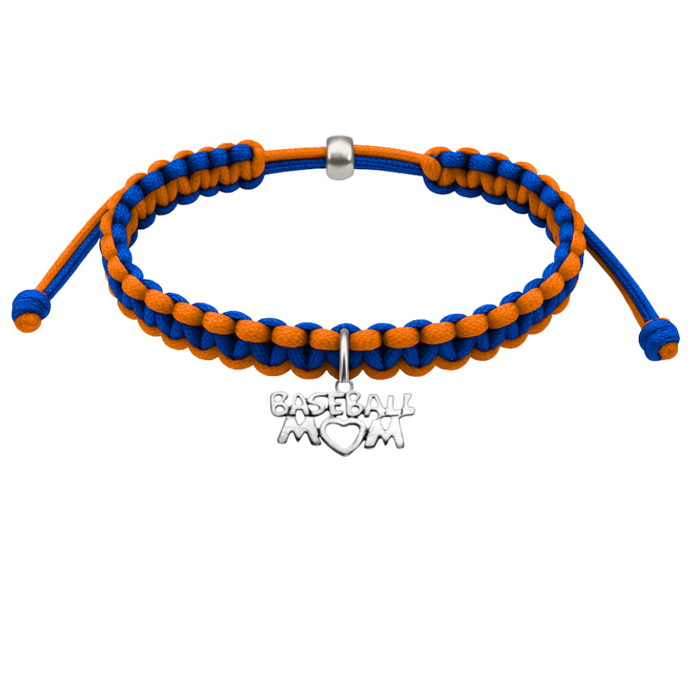 Baseball Mom Multi Colored Baseball Charm Rope Bracelet - Pick Colors