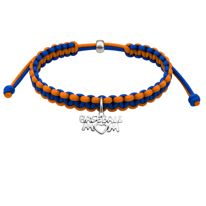 Baseball Mom Multi Colored Baseball Charm Rope Bracelet - Pick Colors
