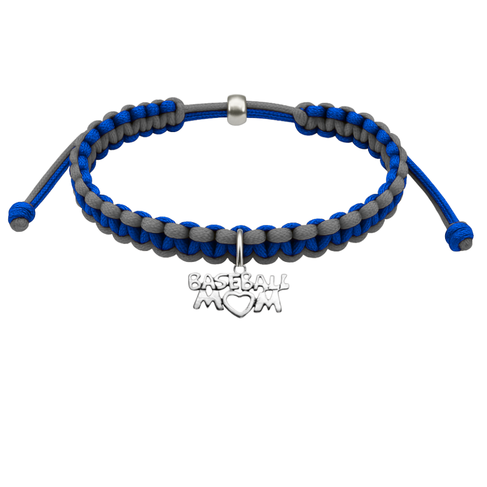 Baseball Mom Multi Colored Baseball Charm Rope Bracelet - Pick Colors