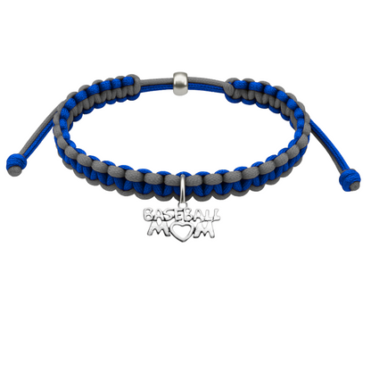 Baseball Mom Multi Colored Baseball Charm Rope Bracelet - Pick Colors