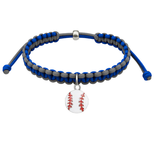 Multi Colored Baseball Charm Rope Bracelet - Pick Colors