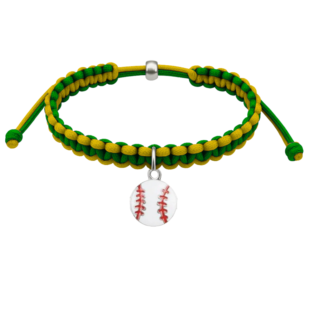Multi Colored Baseball Charm Rope Bracelet - Pick Colors