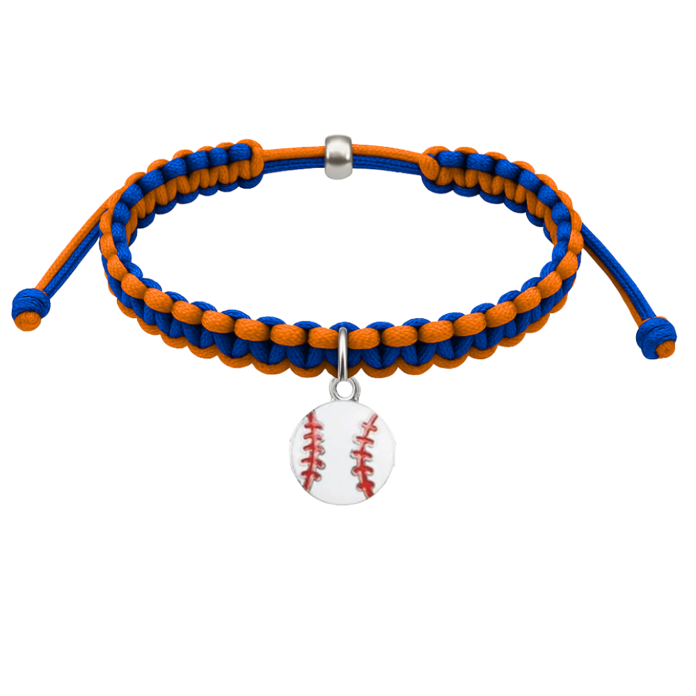 Multi Colored Baseball Charm Rope Bracelet - Pick Colors
