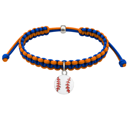Multi Colored Baseball Charm Rope Bracelet - Pick Colors