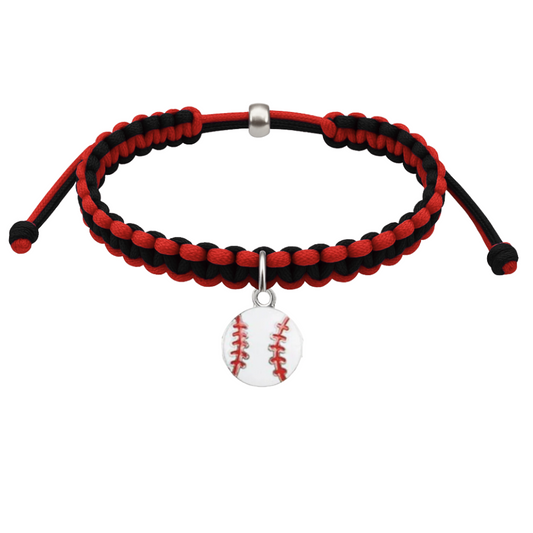 Multi Colored Baseball Charm Rope Bracelet - Pick Colors