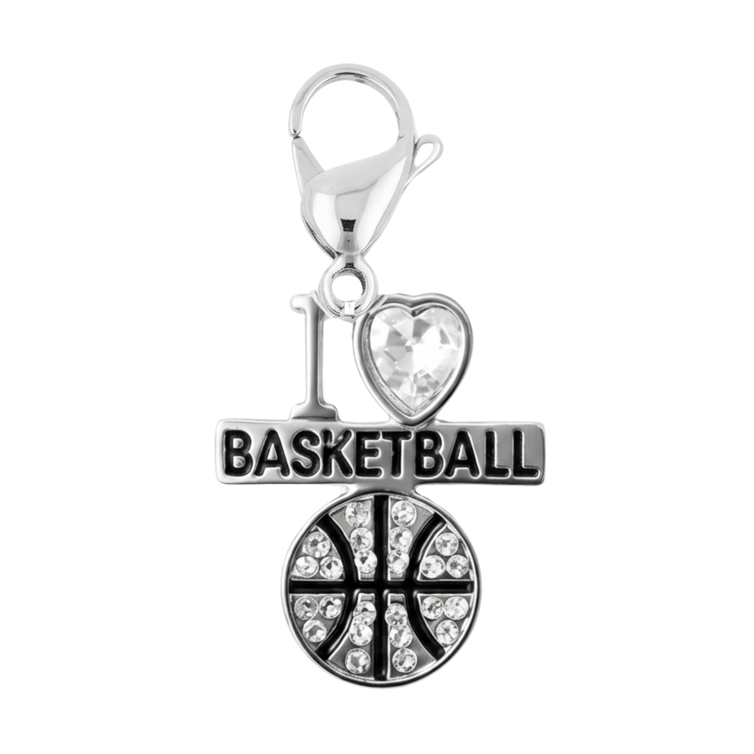 I <3 Basketball CZ Clip On Zipper Pull