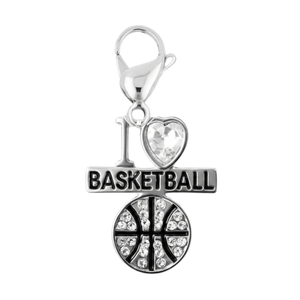 I <3 Basketball CZ Clip On Zipper Pull