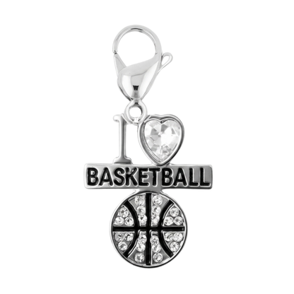 I <3 Basketball CZ Clip On Zipper Pull