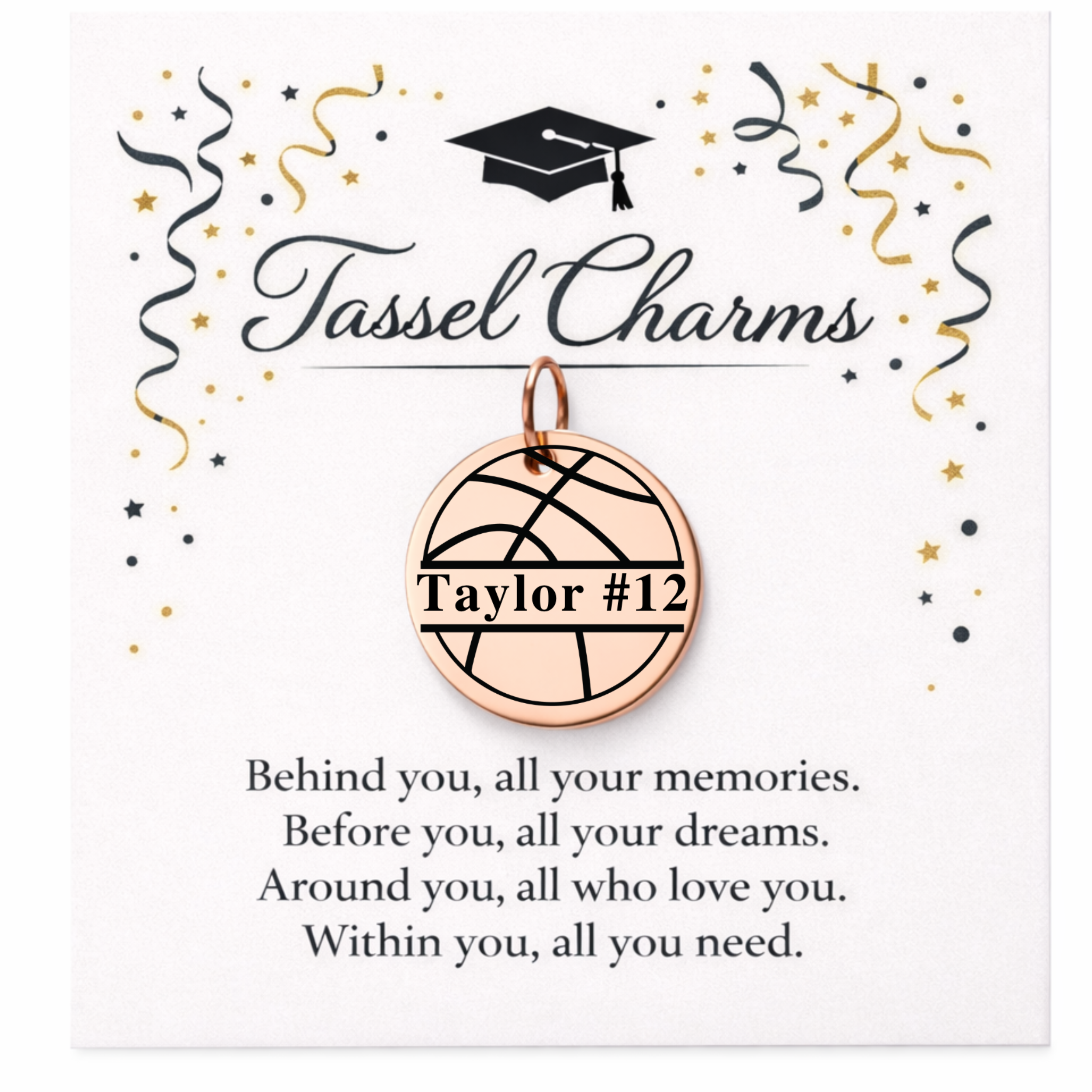 Basketball Engraved Tassel Charm