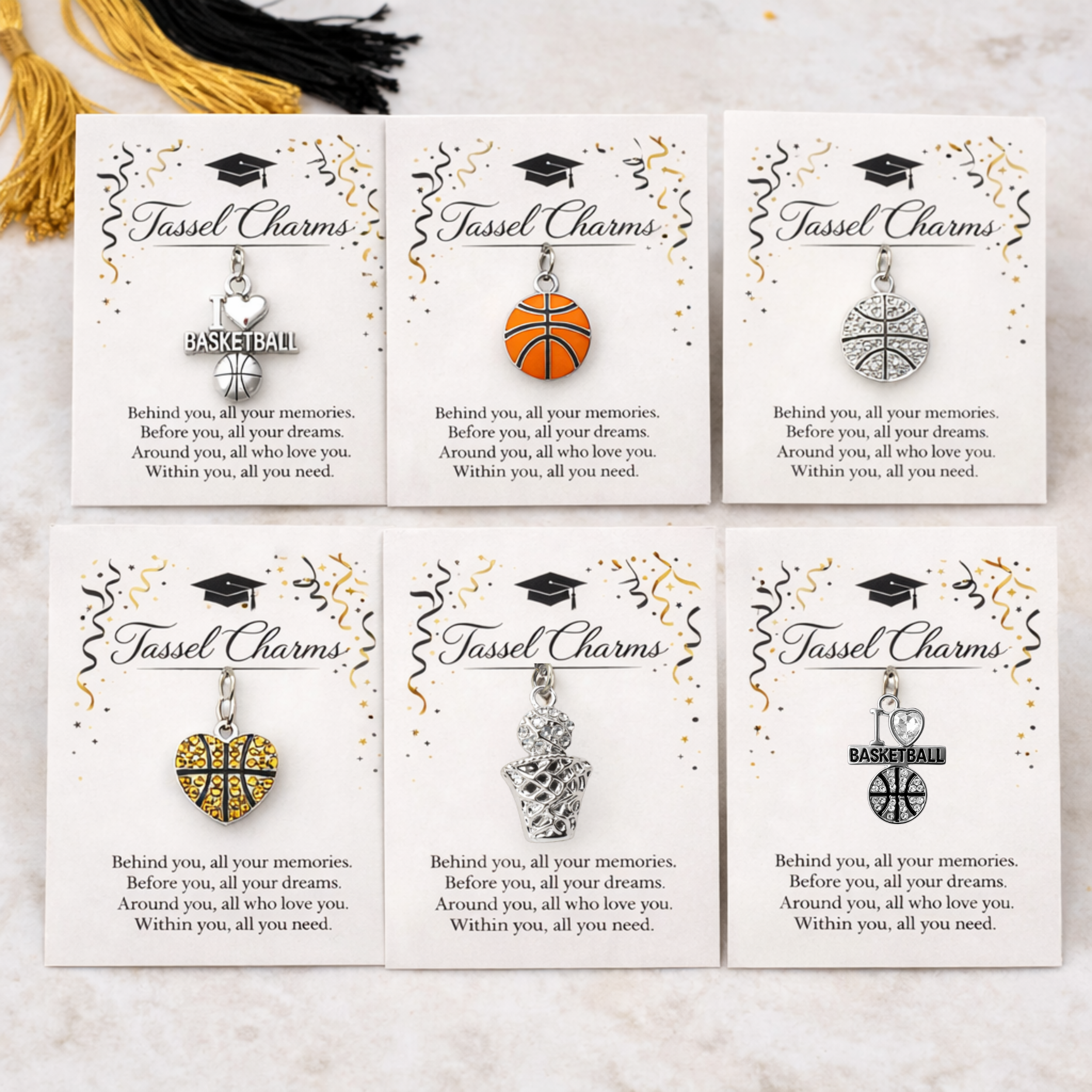 Basketball Graduation Tassel Charm