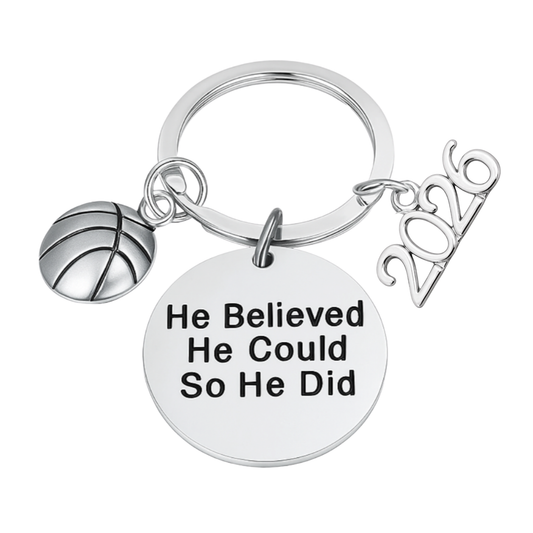 2026 Graduation Keychain- He Believed He Could- Pick Sport