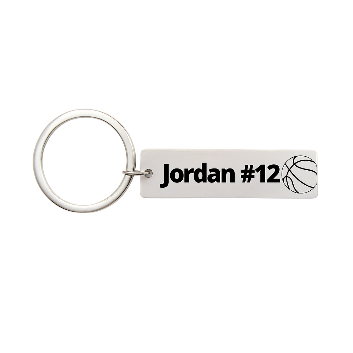 Personalized Engraved Basketball Bar Keychain