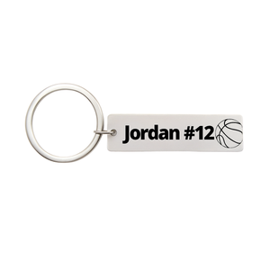 Personalized Engraved Basketball Bar Keychain
