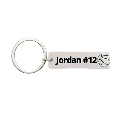 Personalized Engraved Basketball Bar Keychain