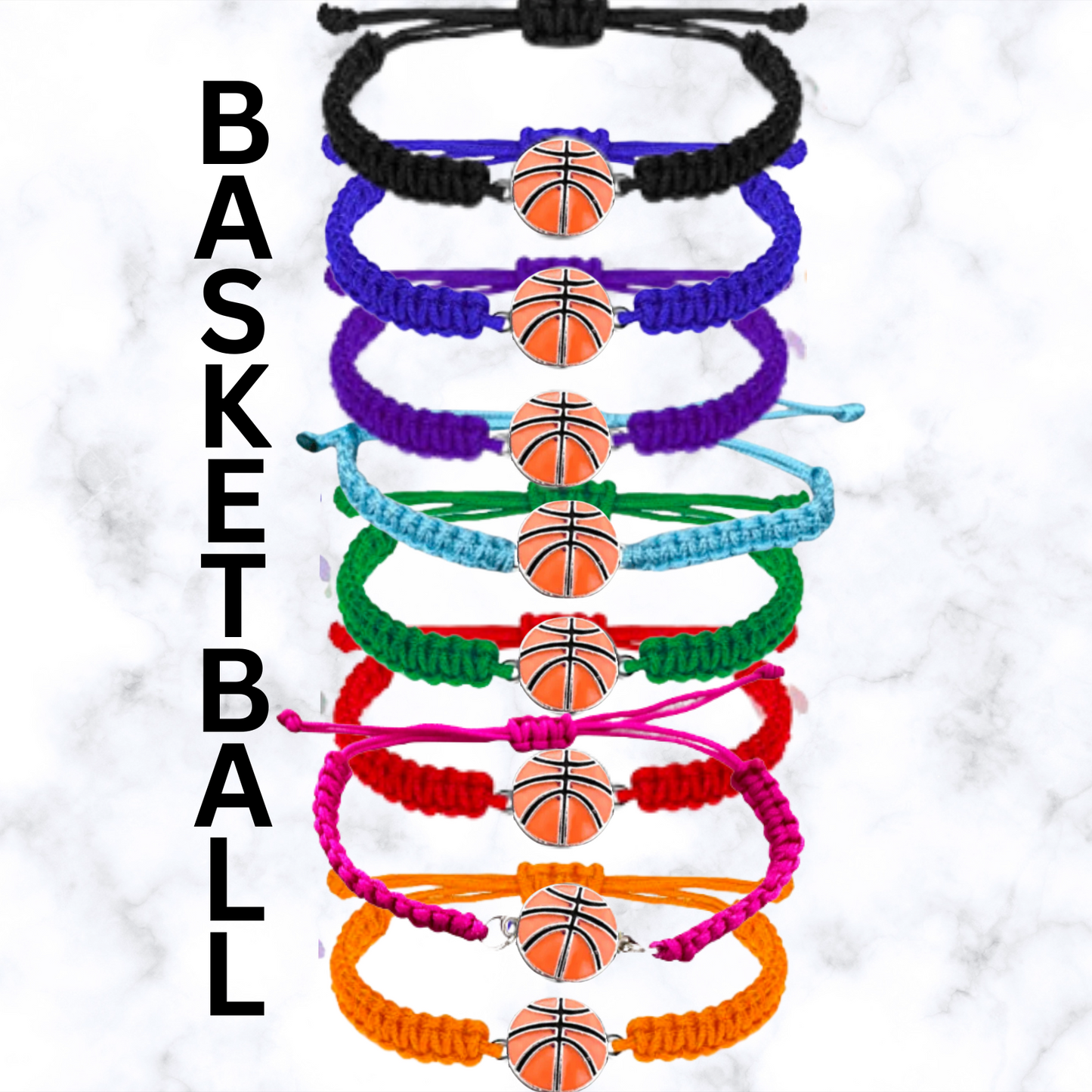 Basketball Charm Rope Bracelet - Pick Color