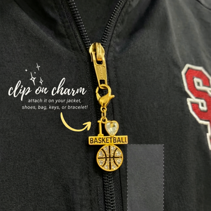 I <3 Basketball CZ Clip On Zipper Pull