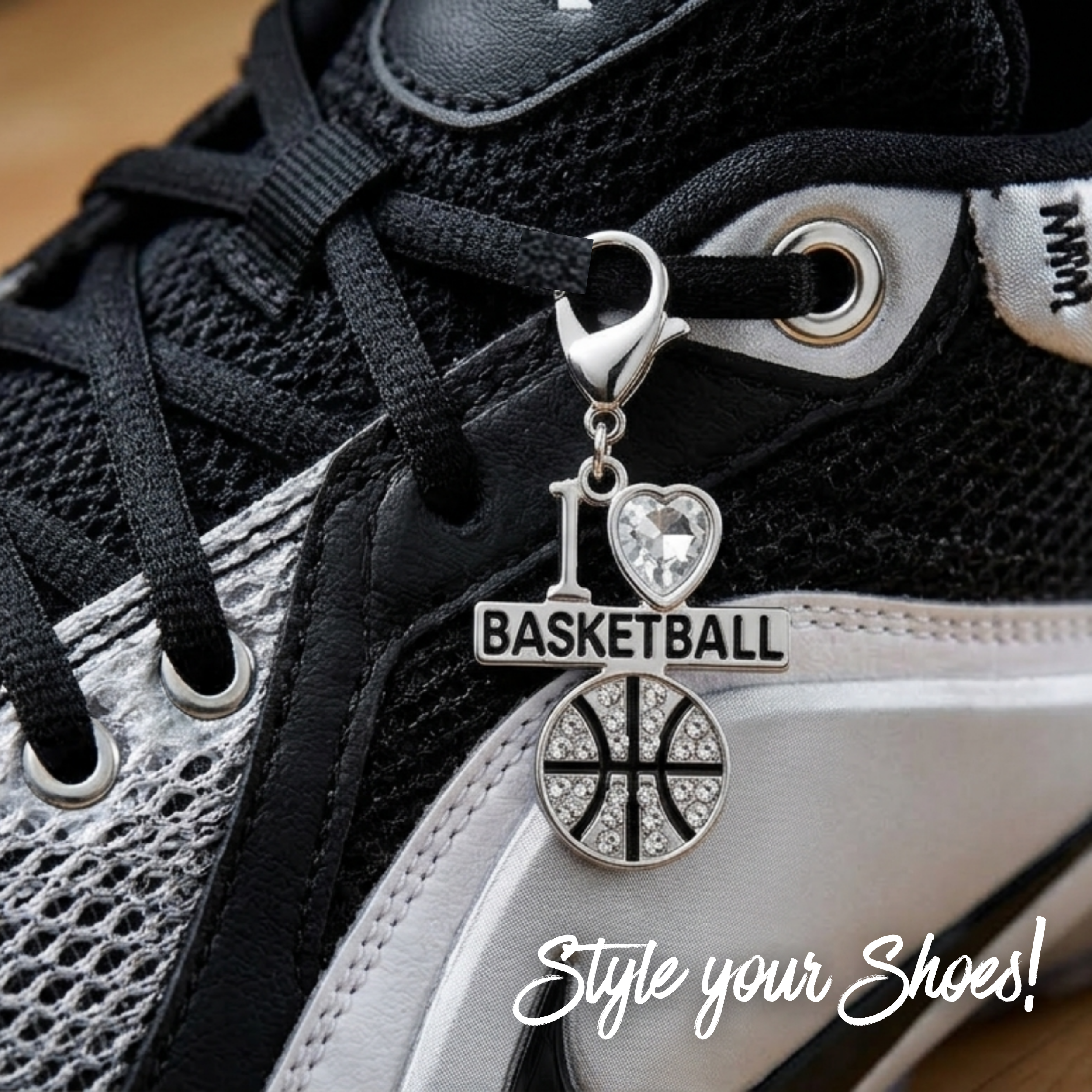 I <3 Basketball CZ Clip On Zipper Pull