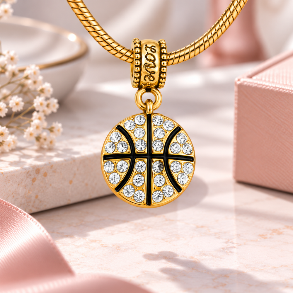 Basketball Charm Bead - Gold